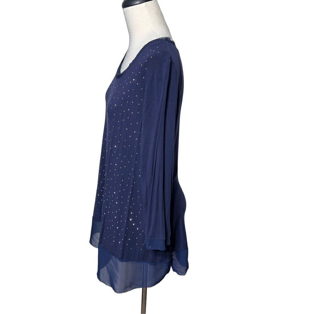 Belldini Navy Blue 3/4 Sleeve Knit Pullover Tunic Size L - Picture 3 of 5